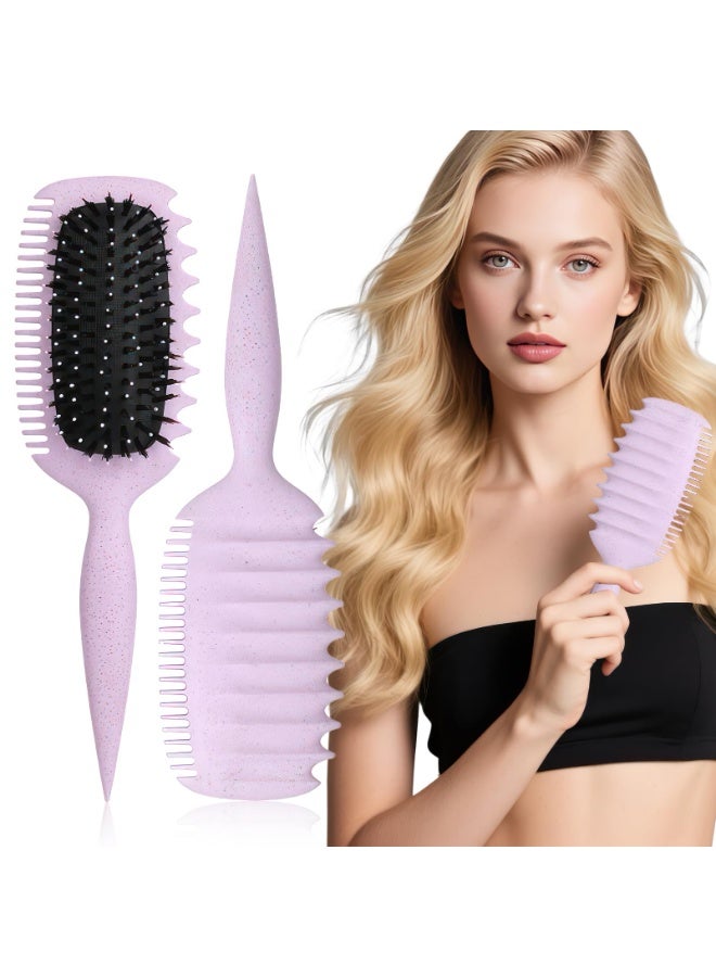 JUMEI Curl Defining Brush for Curly Hair – Detangling & Styling Wet Brush, Shape & Volume, Reduced Pulling, Purple - Image 1